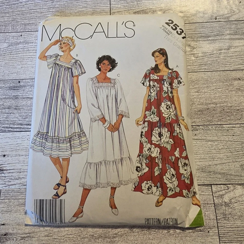 Vintage 80s McCall's 2537 Sewing Pattern Misses' Dress Size L UNCUT FF